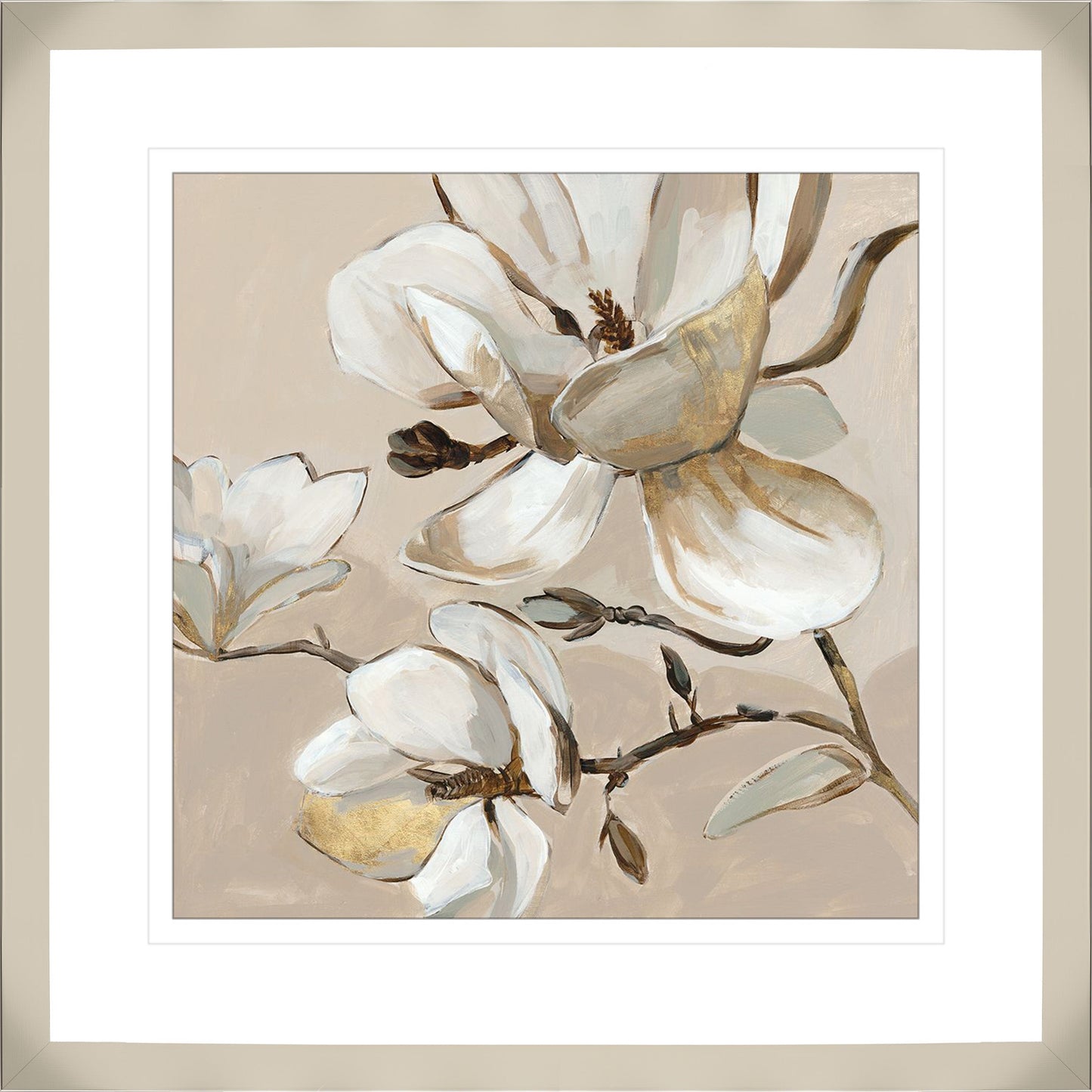 White Magnolia Branch II - Embellished - In Stock
