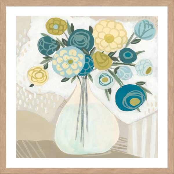 Blue Bohemian Bouquet I - 5cm White Border