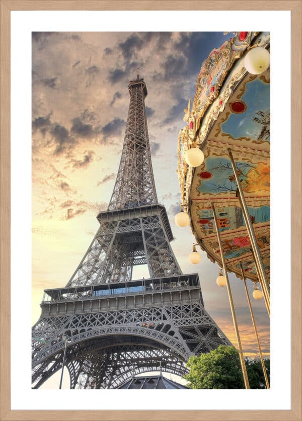 Eiffel Tower and Carousel - 5cm White Border