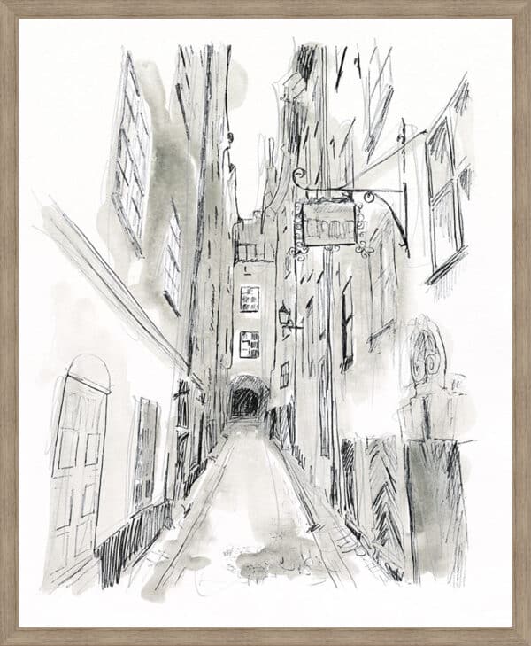 European City Sketch I - Framed to Edge