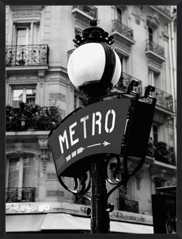 Paris Metro - Monochrome - Framed to Edge