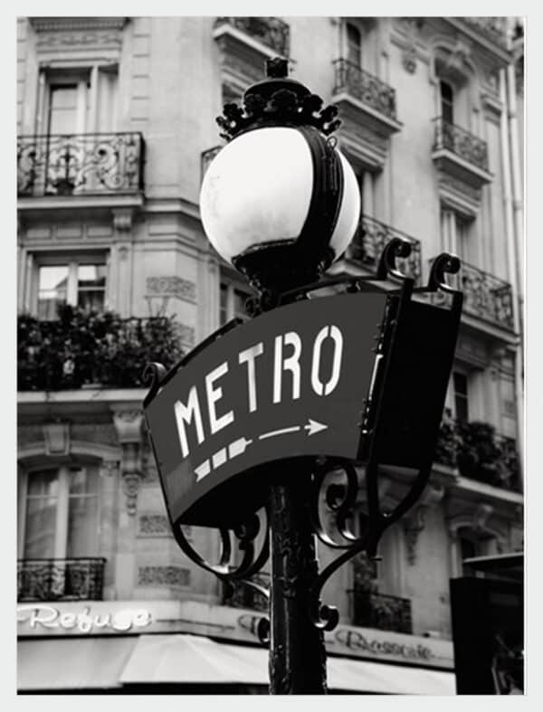 Paris Metro - Monochrome - Framed to Edge - Image 3