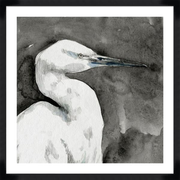 Solemn Egret I - 5cm White Border