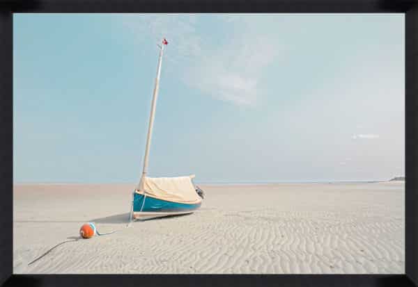 Sailboat in Teal and Coral - Framed to Edge - Image 4