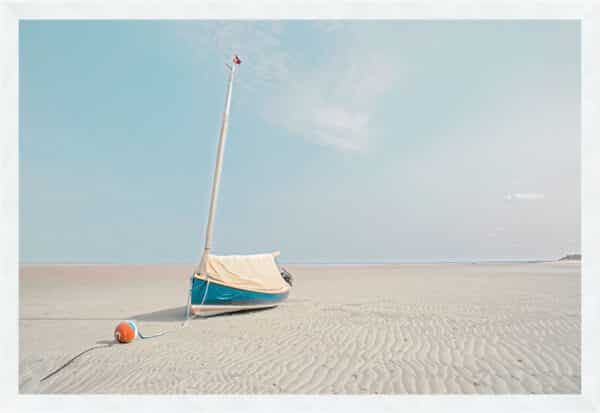 Sailboat in Teal and Coral - Framed to Edge - Image 3