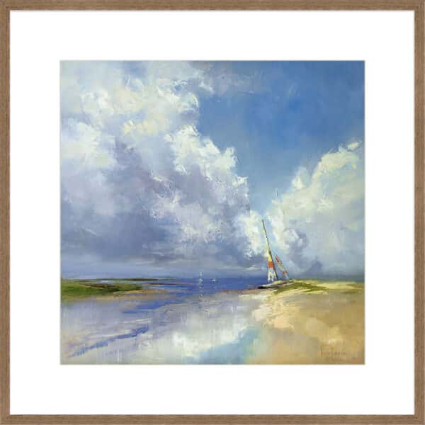 Sailboat on a Sandy Beach - 10cm Mount Board