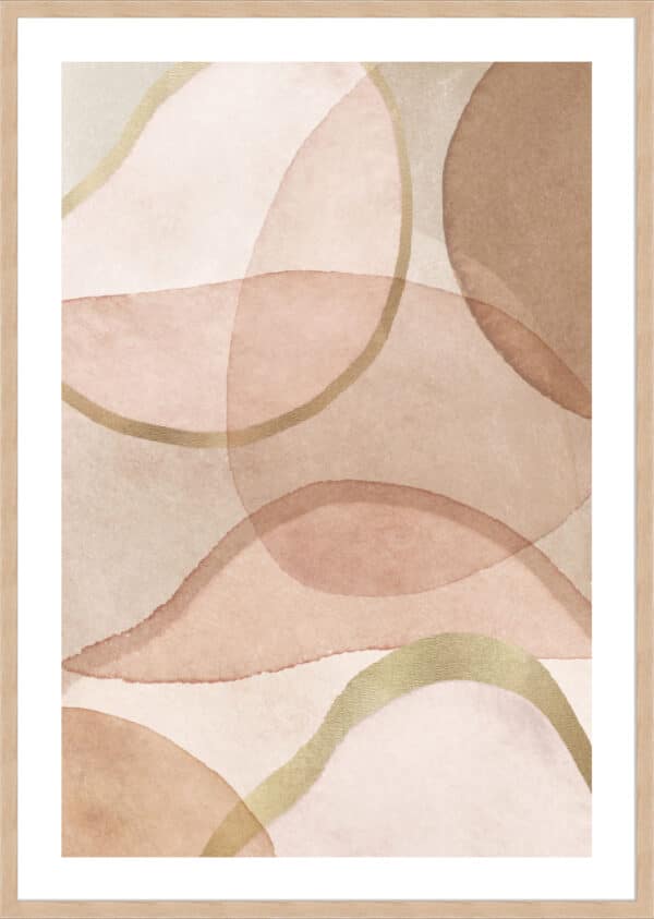 Blush and Brown Abstract - 5cm White Border